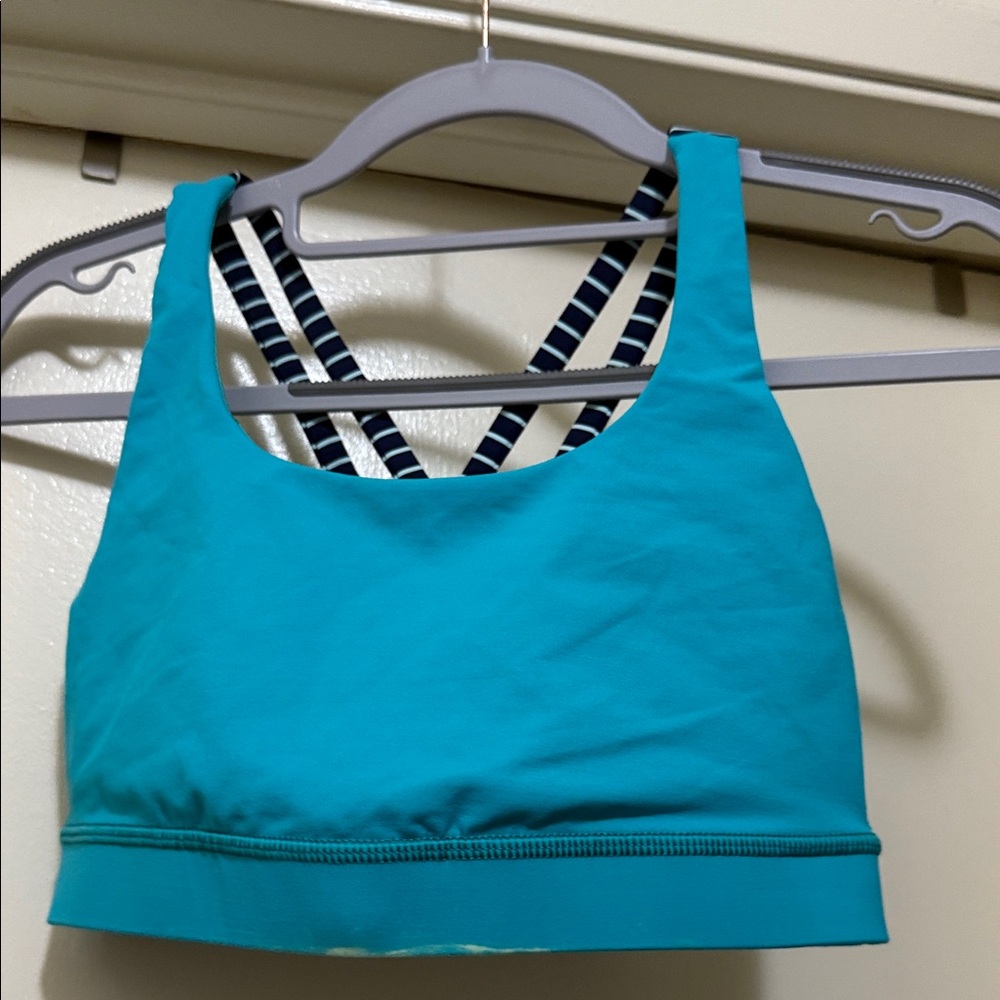 Teal Lululemon Sports Bra with Striped Straps